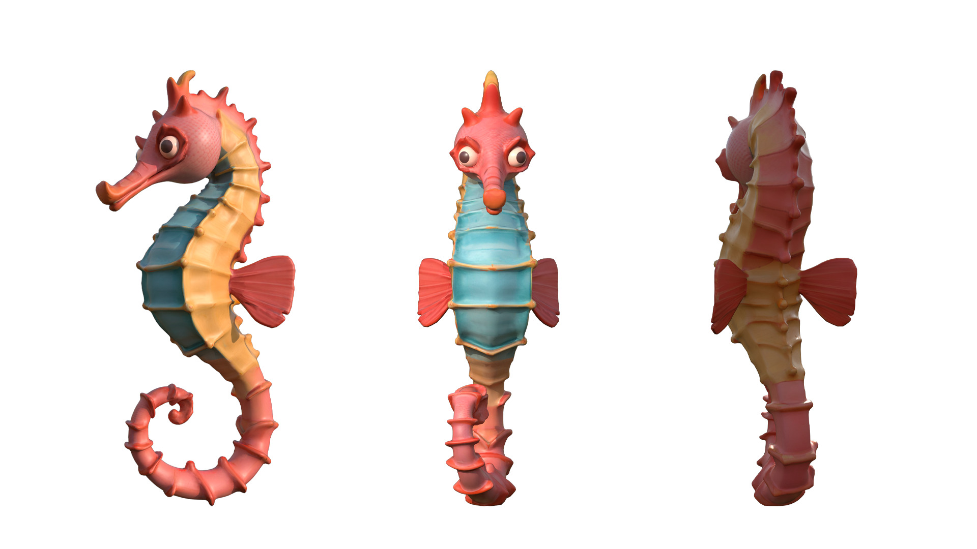 Seahorse Low-poly 3D model_3