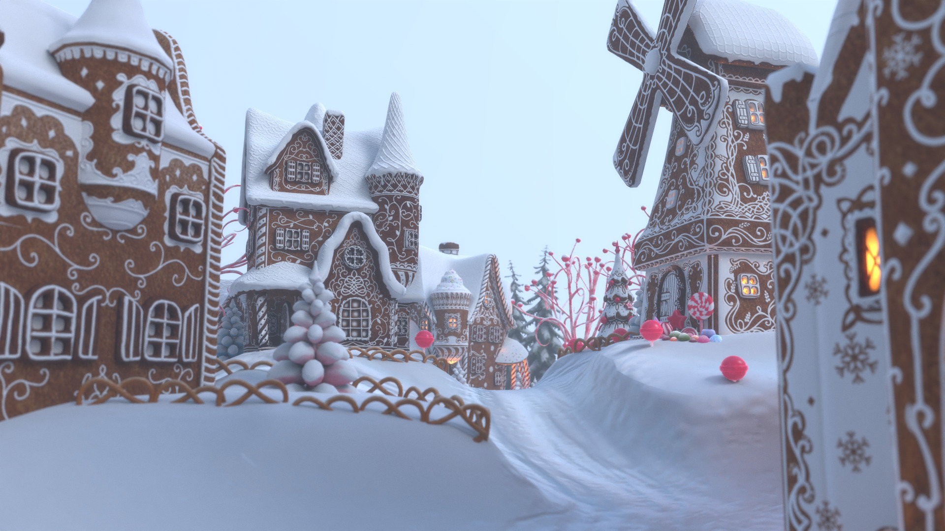 Gingerbread Village Low-poly 3D model_77