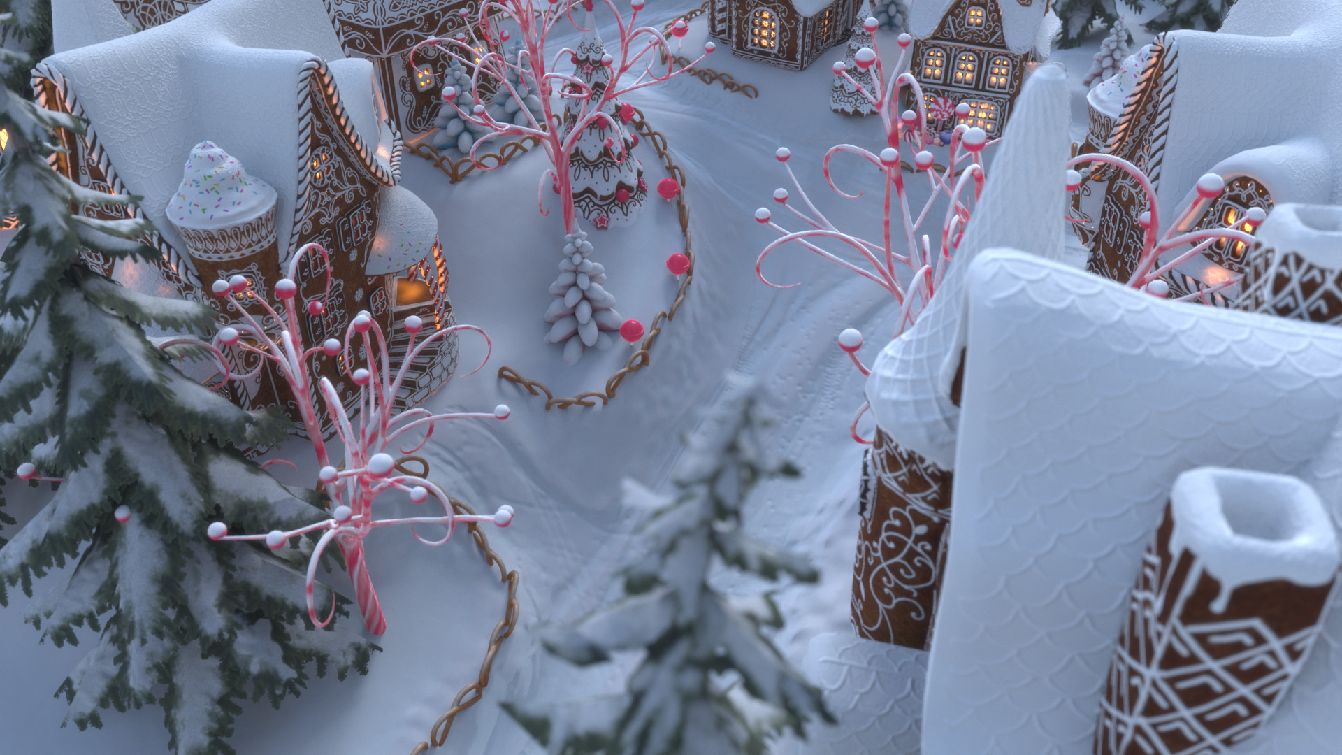 Gingerbread Village Low-poly 3D model_81