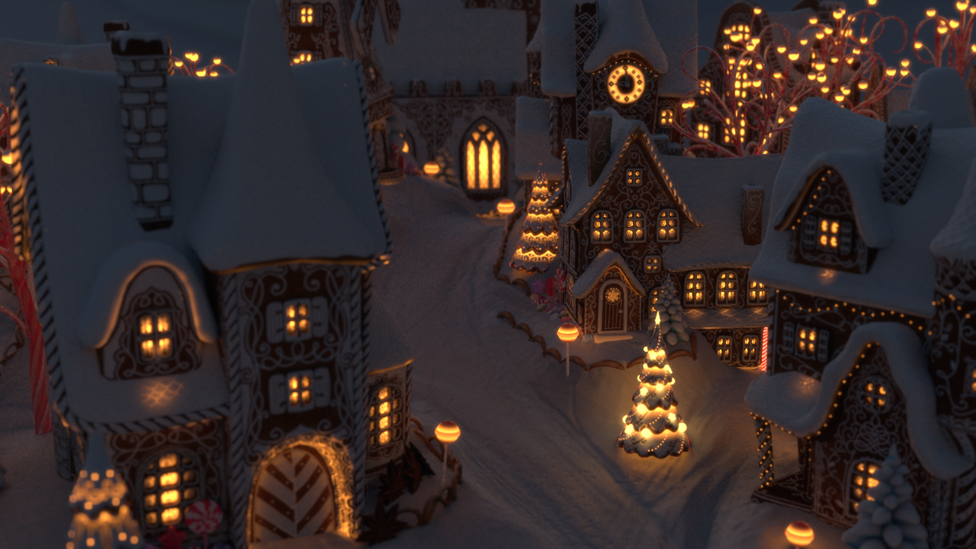 Gingerbread Village Low-poly 3D model_98