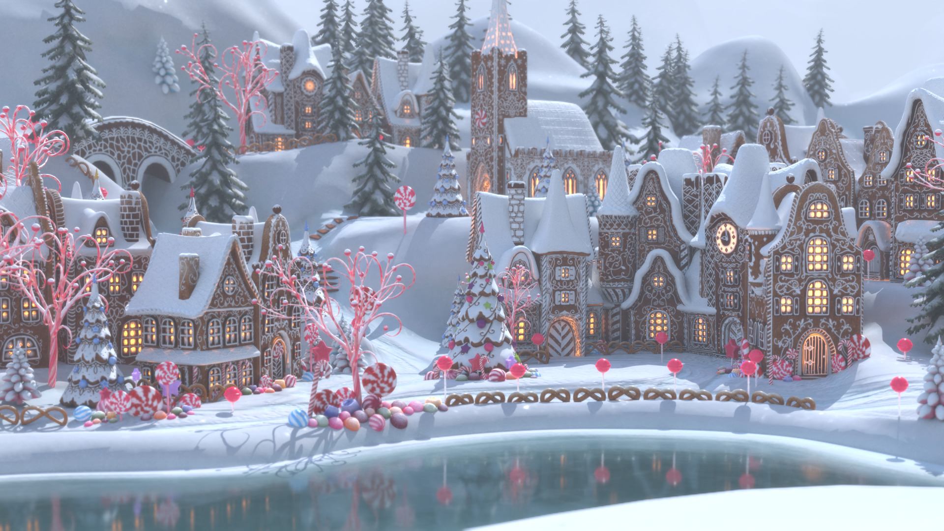 Gingerbread Village Low-poly 3D model_89
