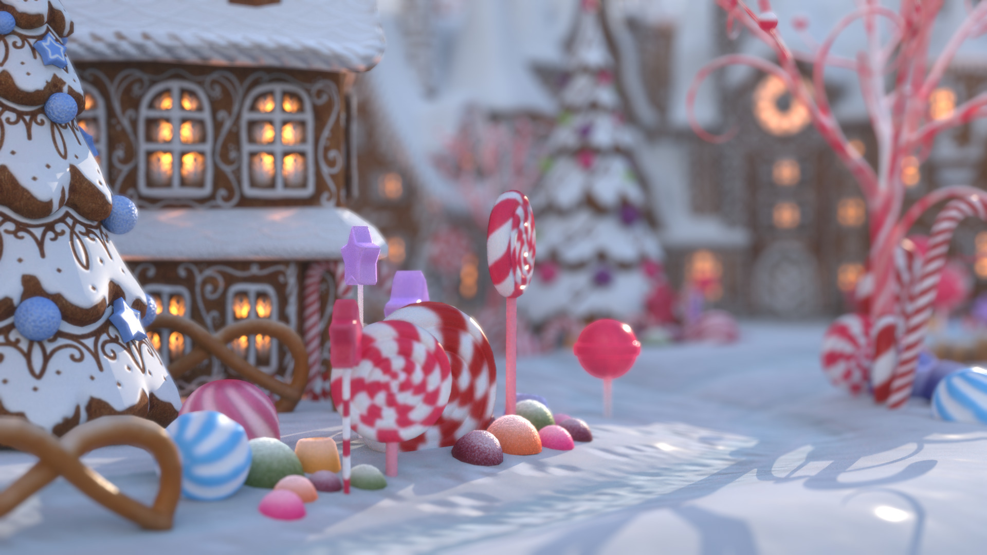 Gingerbread Village Low-poly 3D model_57