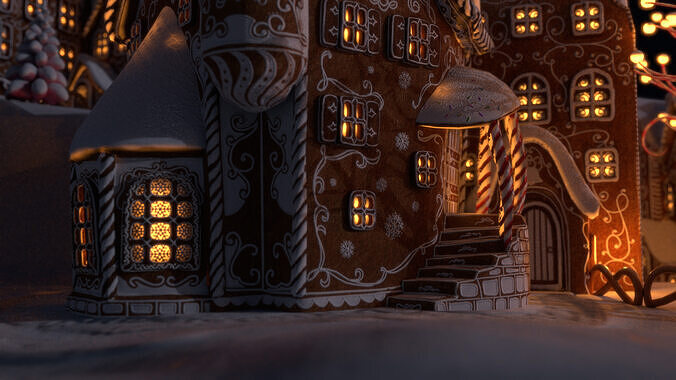 Gingerbread Village Low-poly 3D model 6
