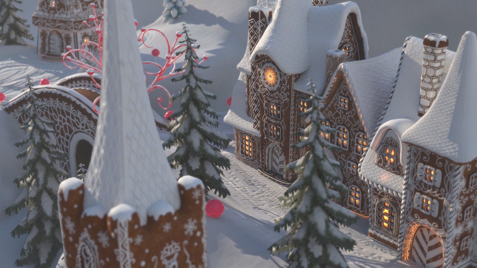 Gingerbread Village Low-poly 3D model_53