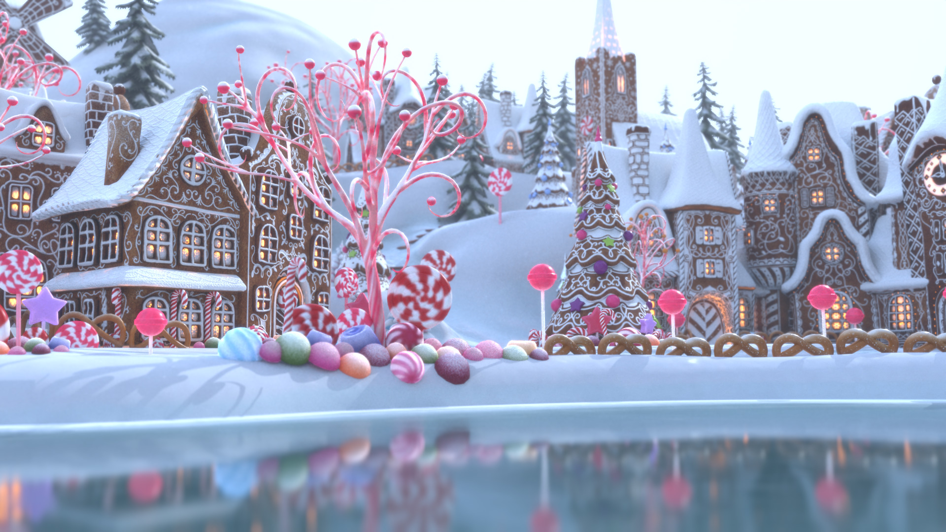 Gingerbread Village Low-poly 3D model_33
