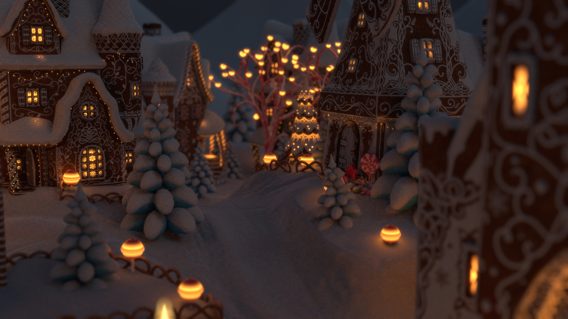 Gingerbread Village Low-poly 3D model_100
