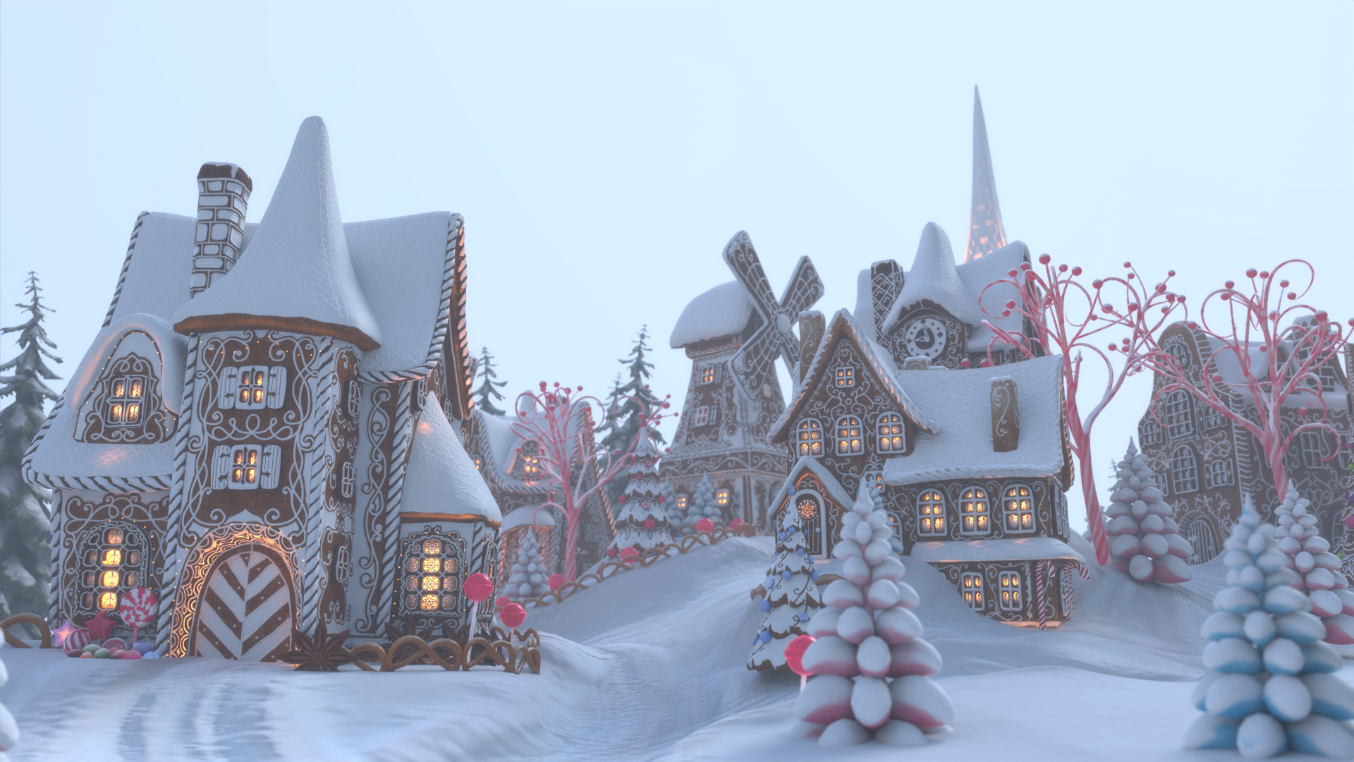 Gingerbread Village Low-poly 3D model_78