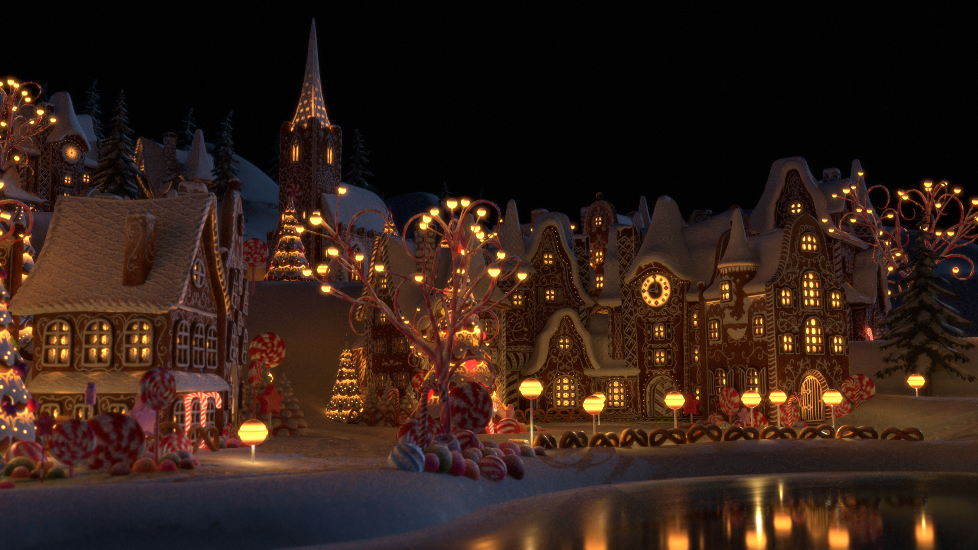 Gingerbread Village Low-poly 3D model_3