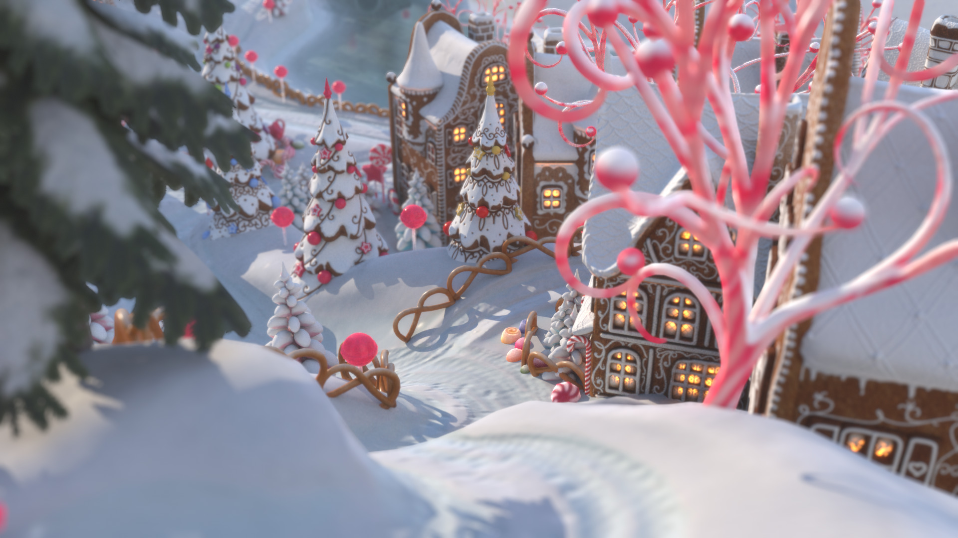 Gingerbread Village Low-poly 3D model_66