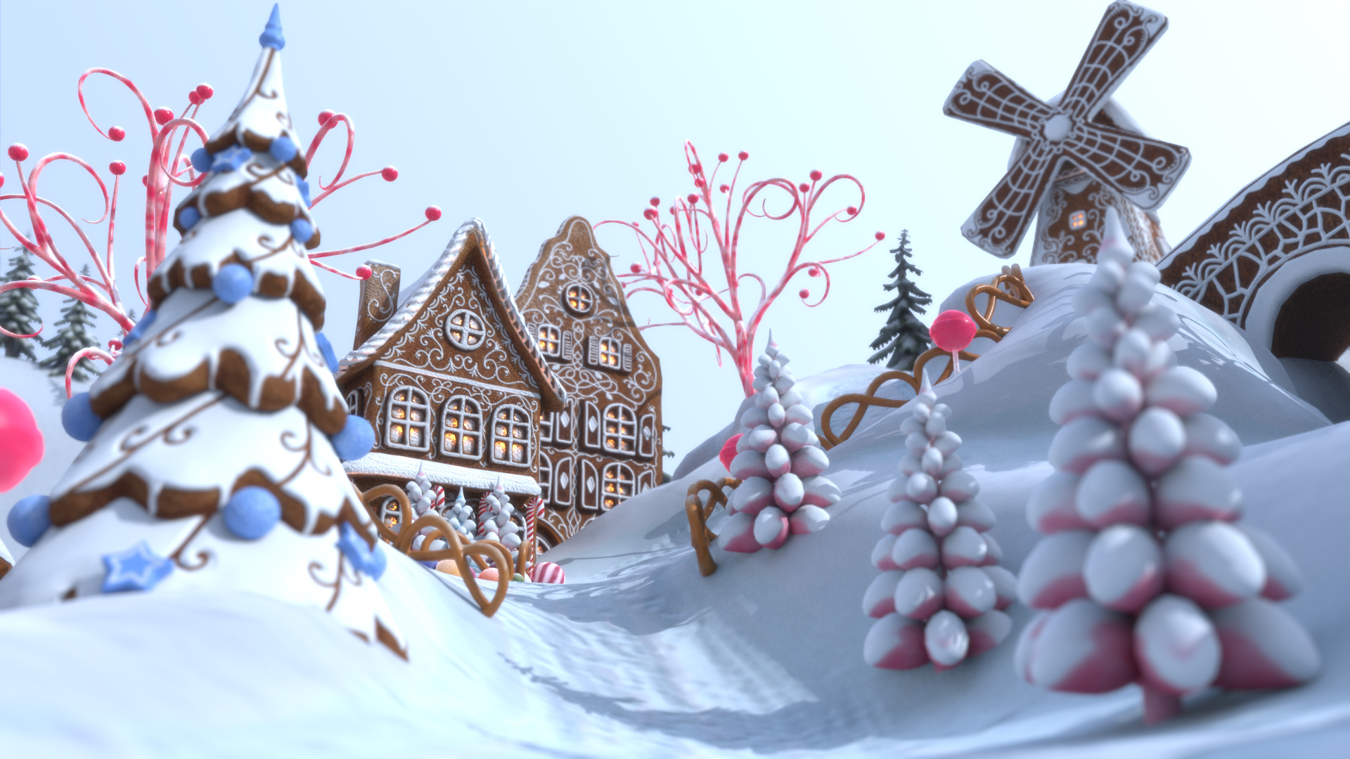 Gingerbread Village Low-poly 3D model_34