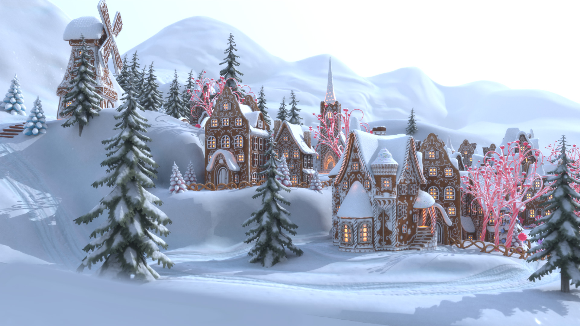 Gingerbread Village Low-poly 3D model_90