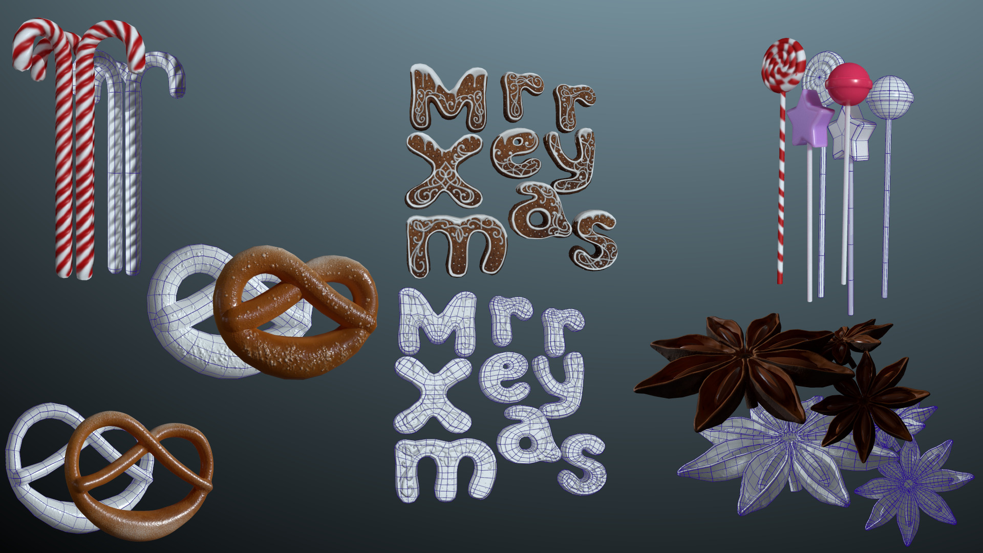 Gingerbread Village Low-poly 3D model_123