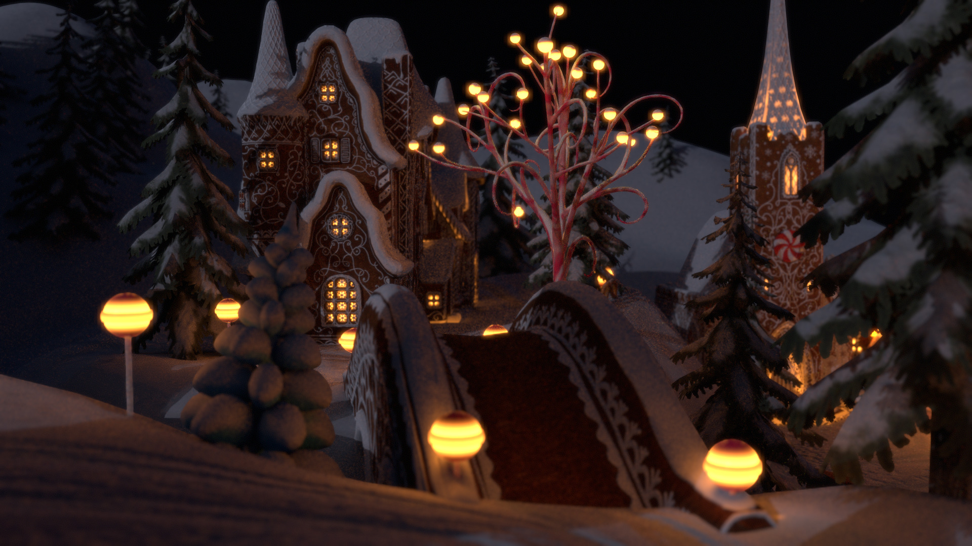 Gingerbread Village Low-poly 3D model_8