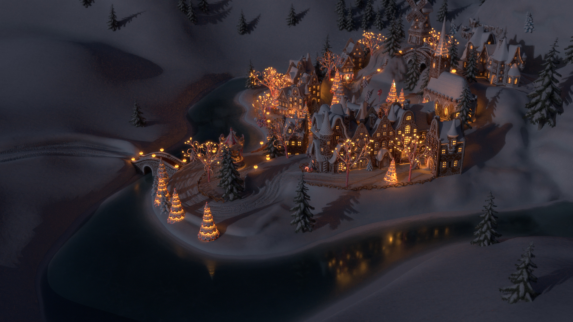 Gingerbread Village Low-poly 3D model_10