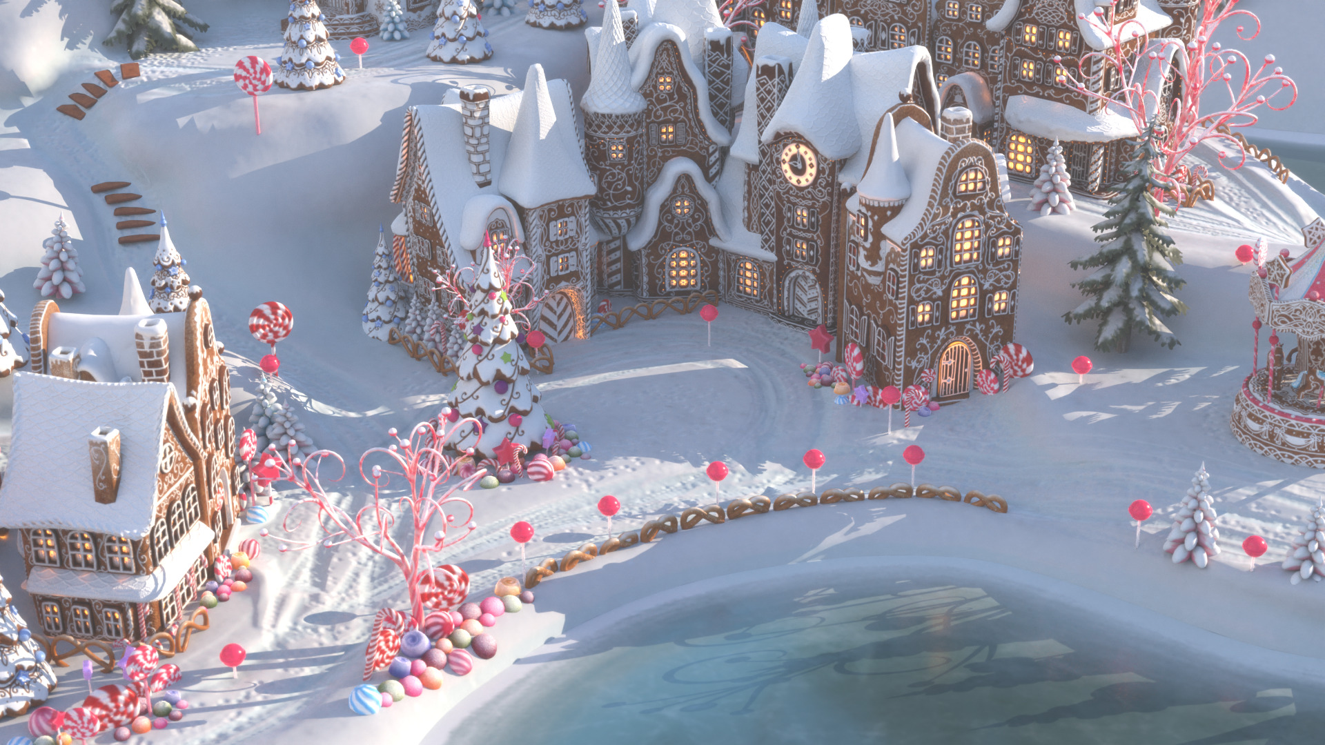 Gingerbread Village Low-poly 3D model_38