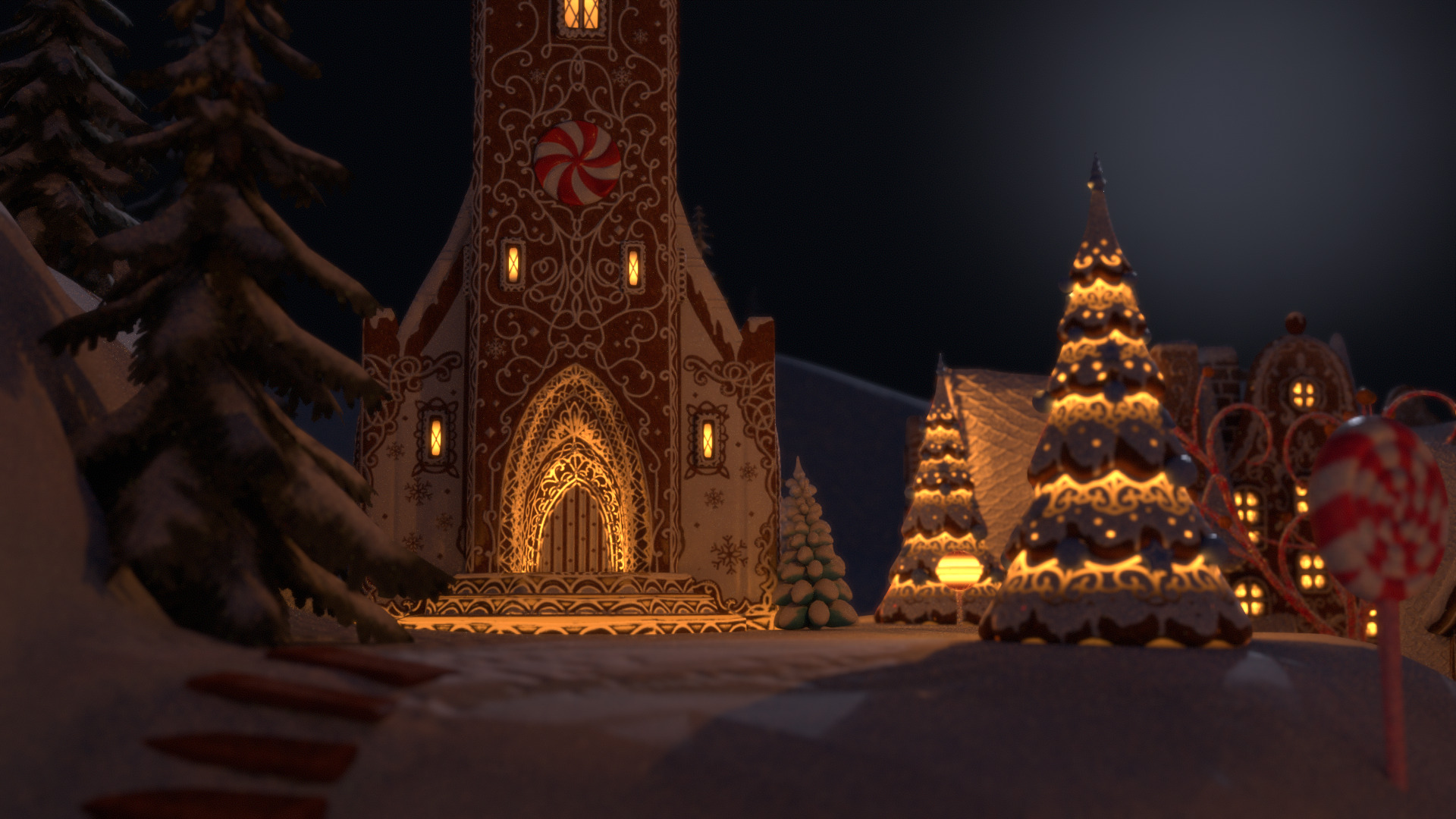 Gingerbread Village Low-poly 3D model_13