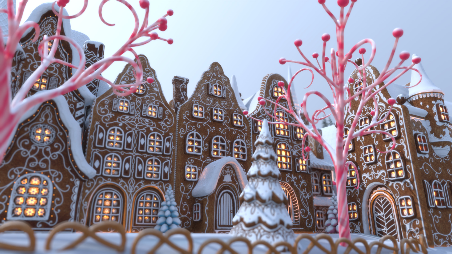 Gingerbread Village Low-poly 3D model_50