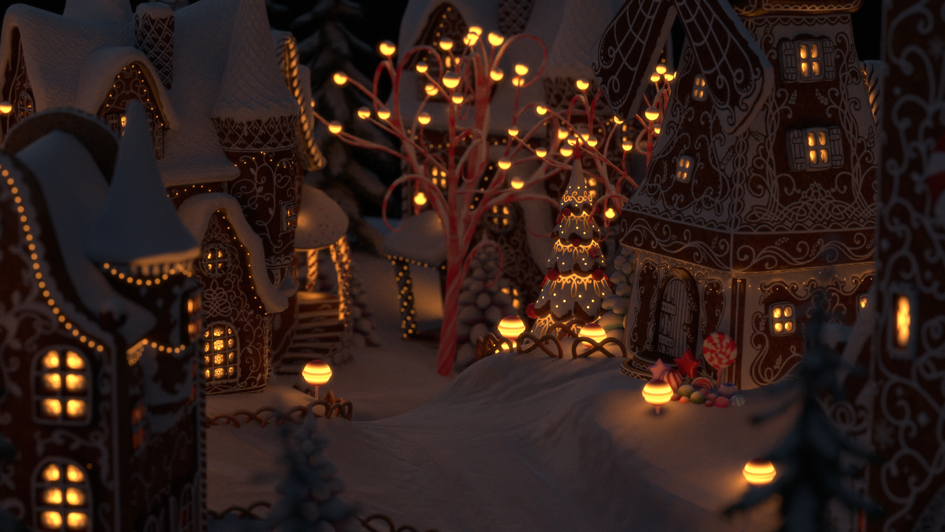 Gingerbread Village Low-poly 3D model_31