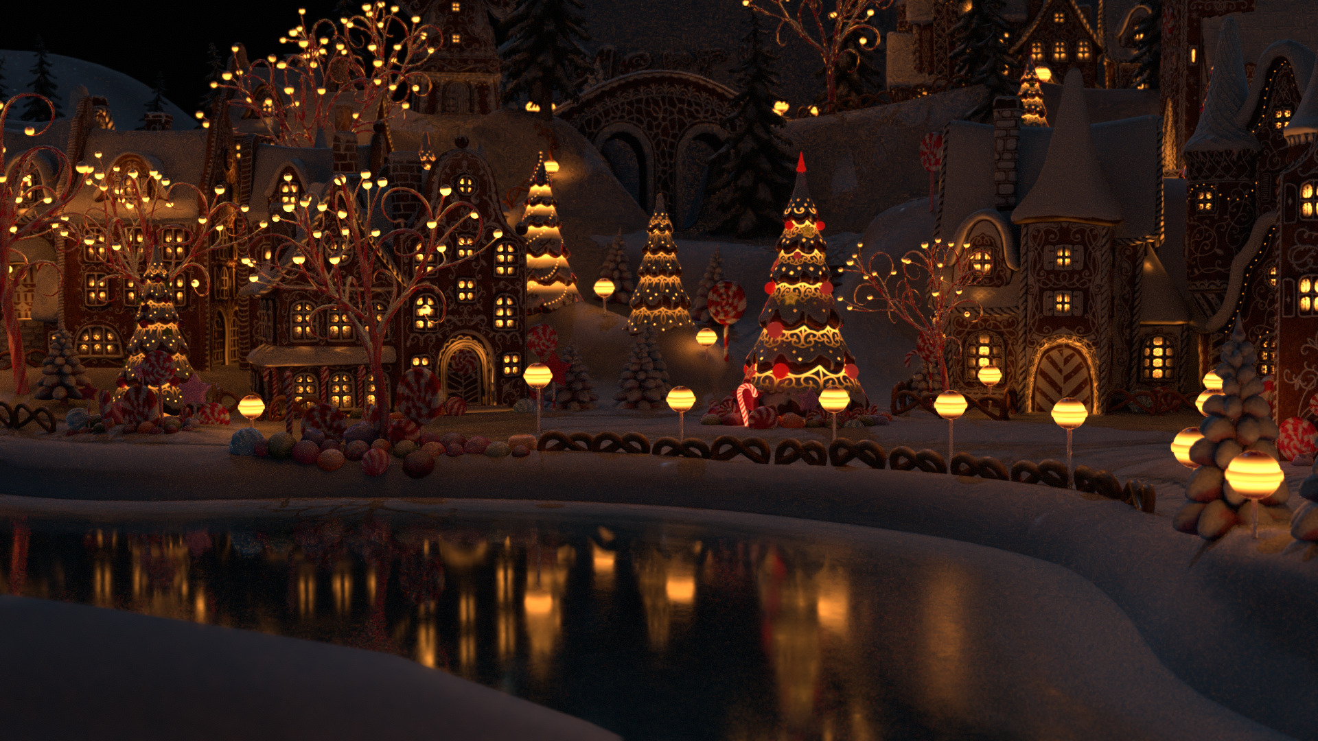 Gingerbread Village Low-poly 3D model_95