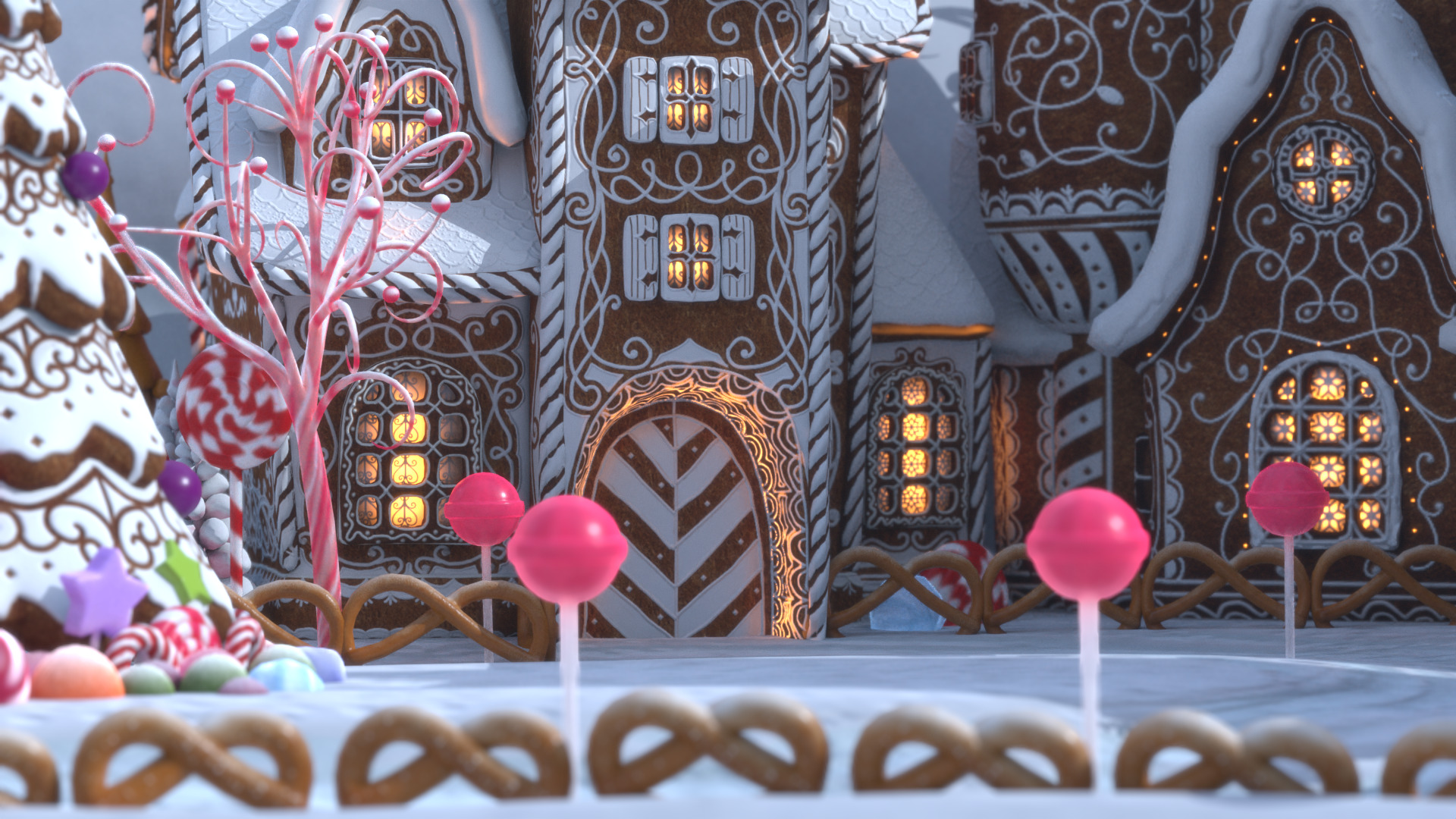 Gingerbread Village Low-poly 3D model_40