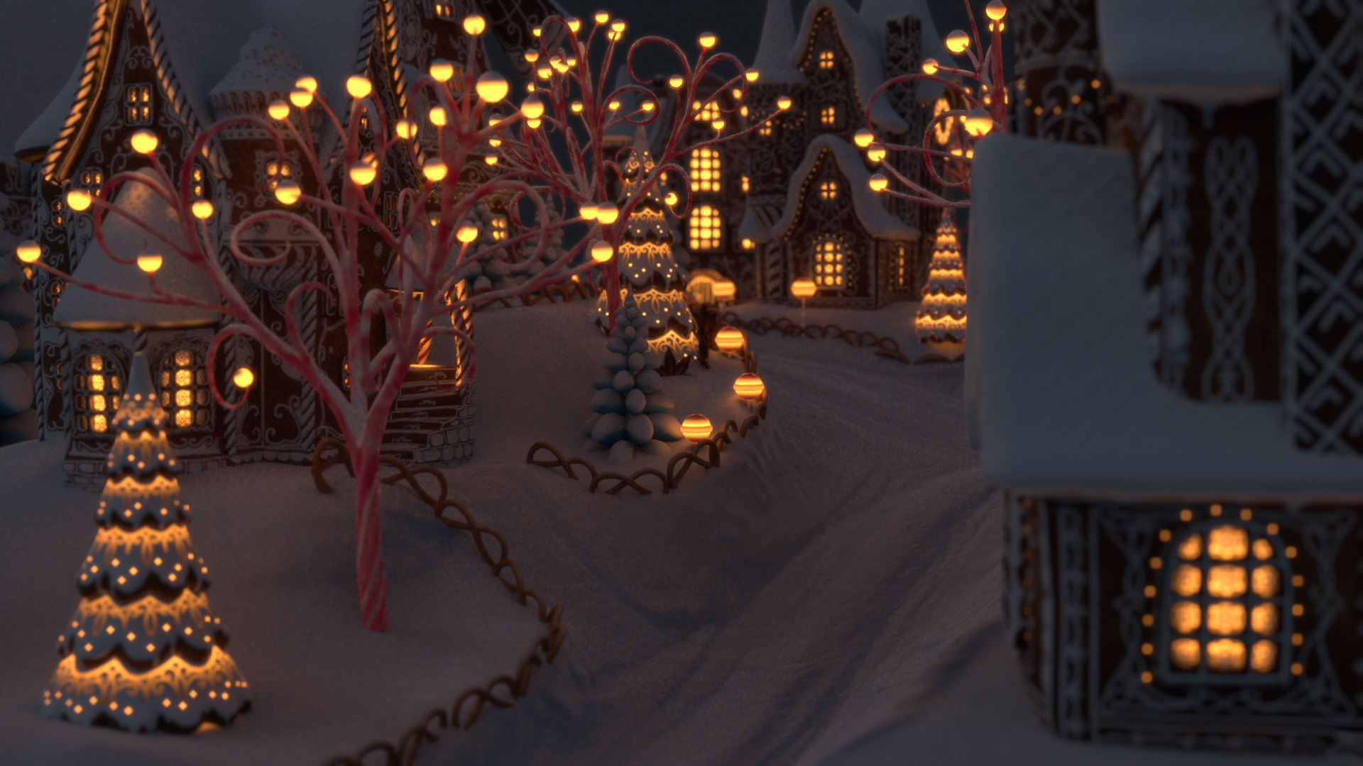 Gingerbread Village Low-poly 3D model_97