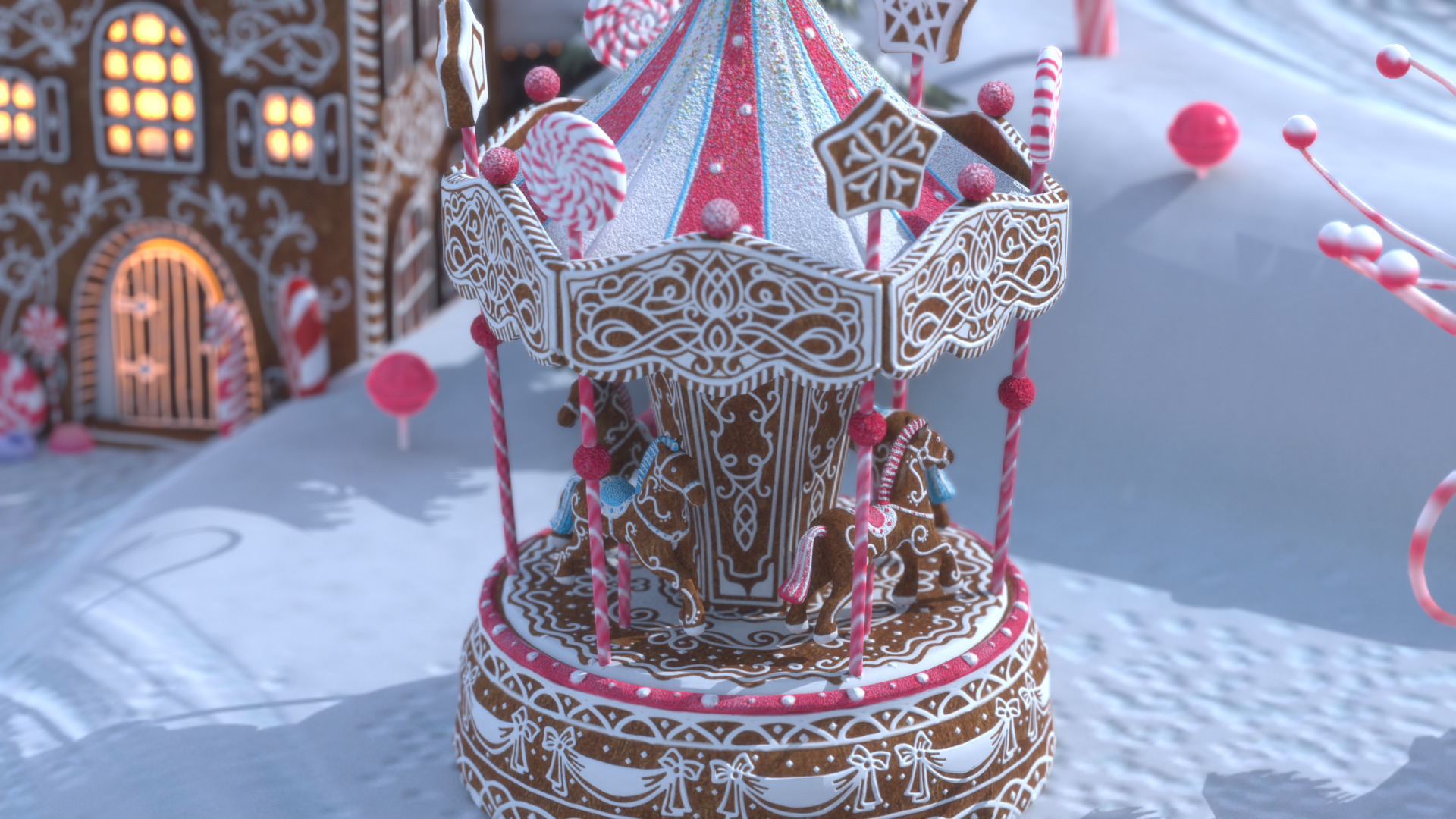 Gingerbread Village Low-poly 3D model_35