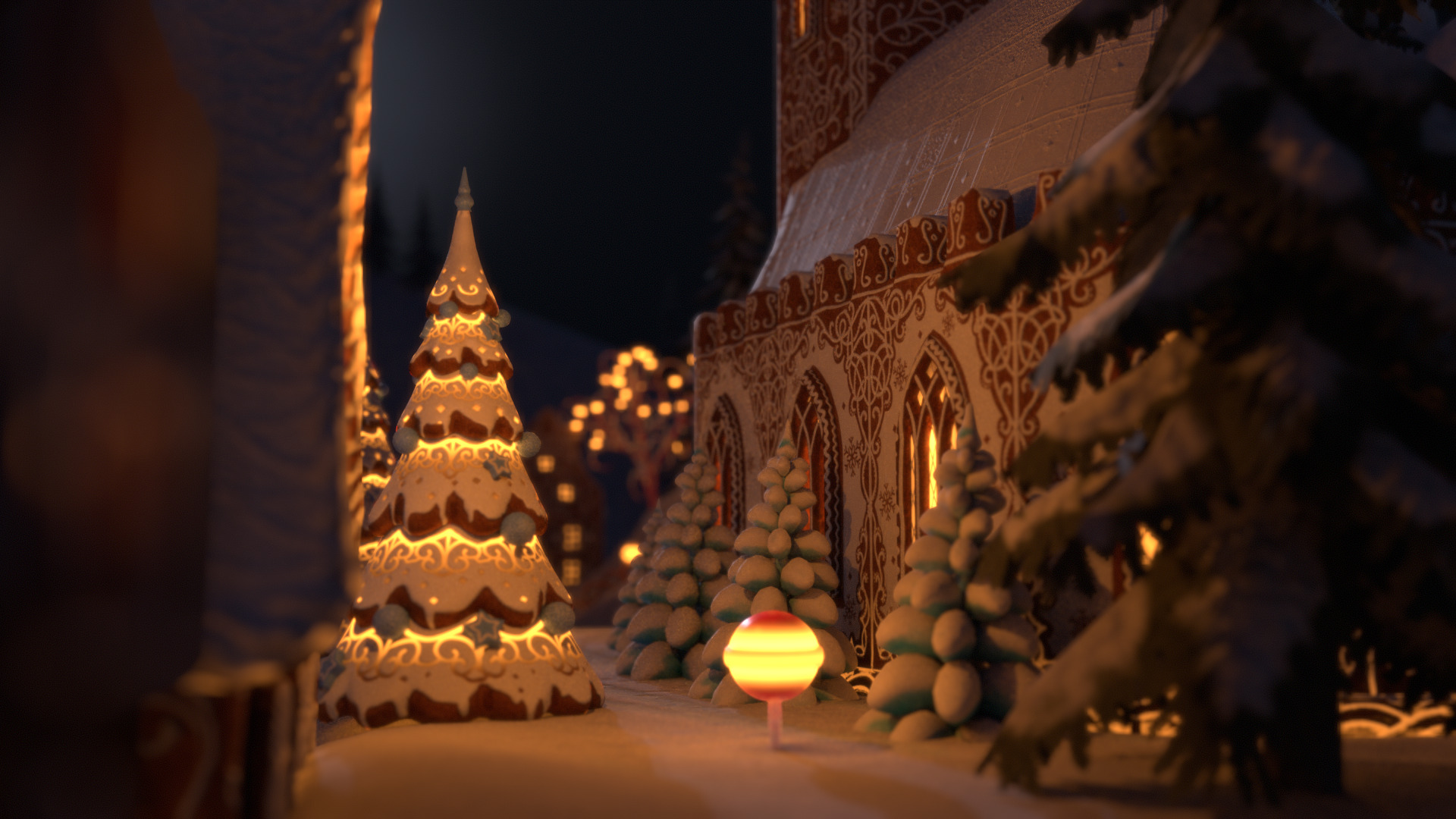 Gingerbread Village Low-poly 3D model_12