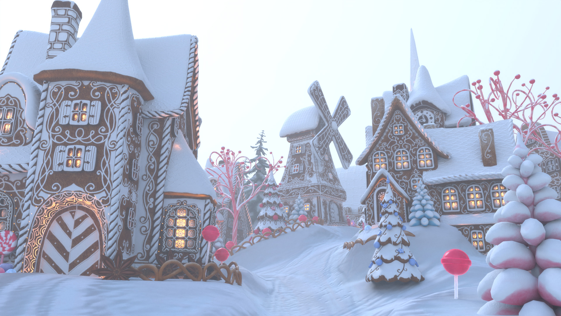 Gingerbread Village Low-poly 3D model_76