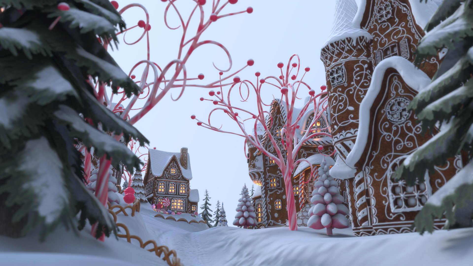 Gingerbread Village Low-poly 3D model_80