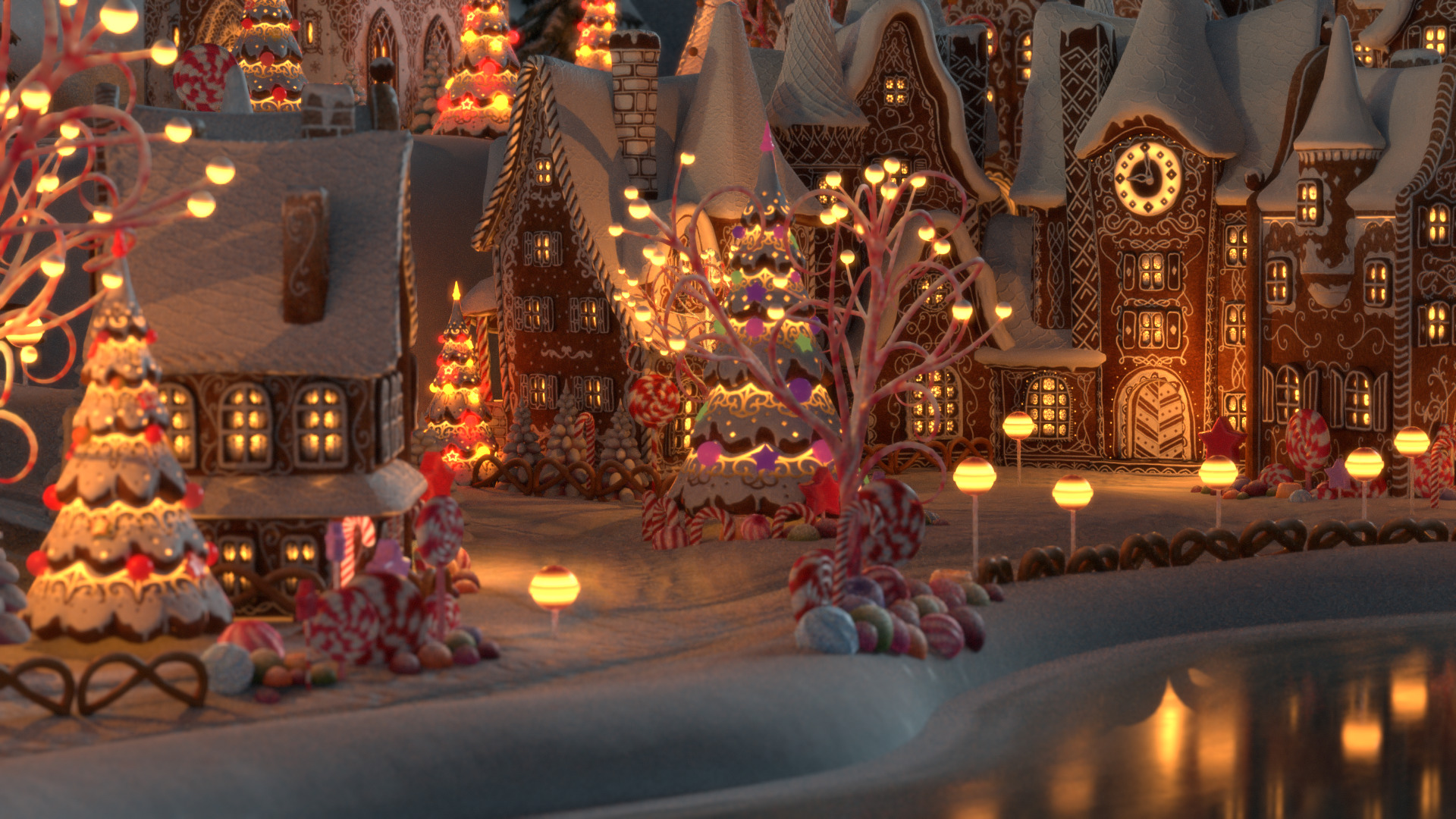Gingerbread Village Low-poly 3D model_96