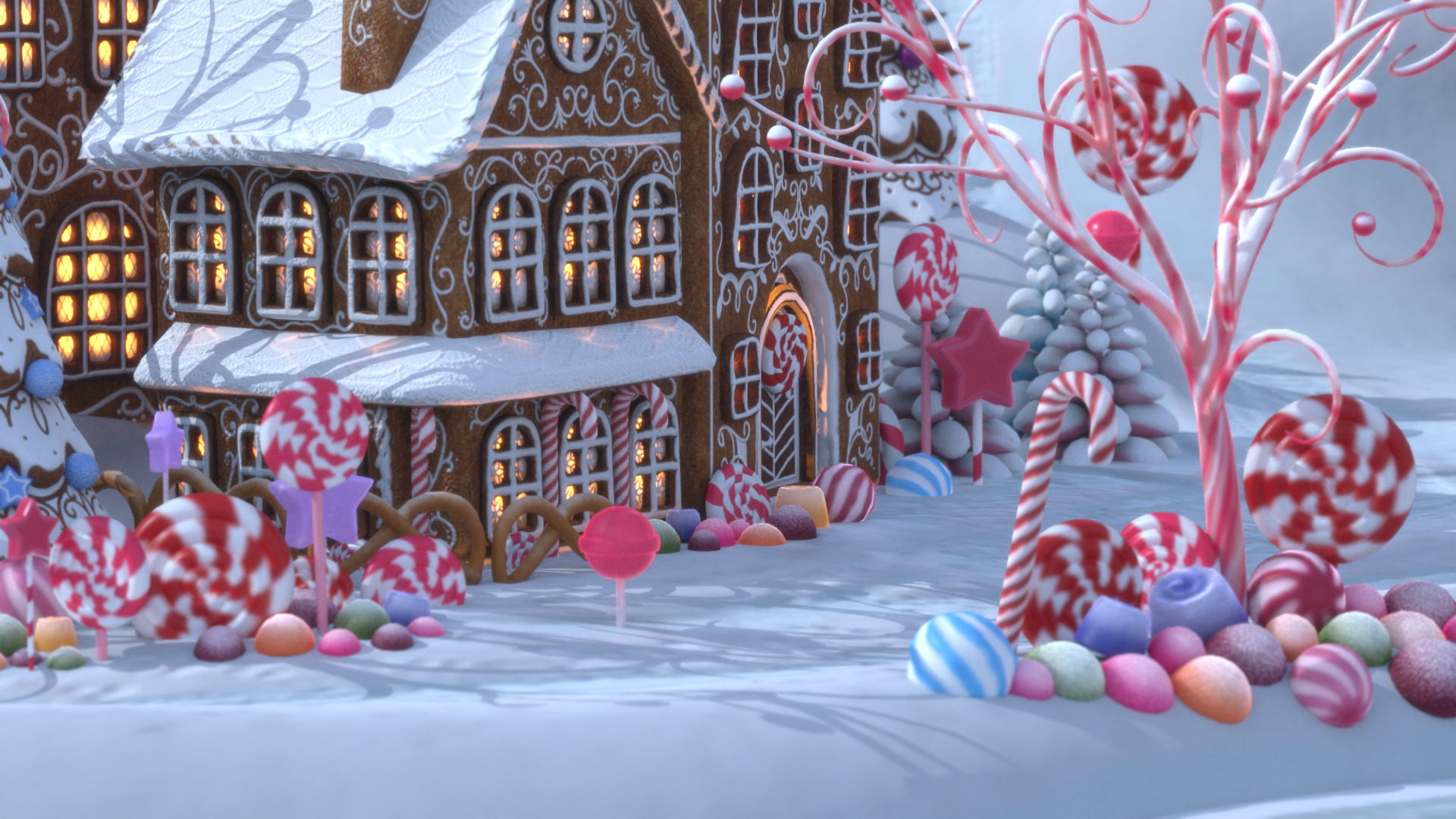 Gingerbread Village Low-poly 3D model_43