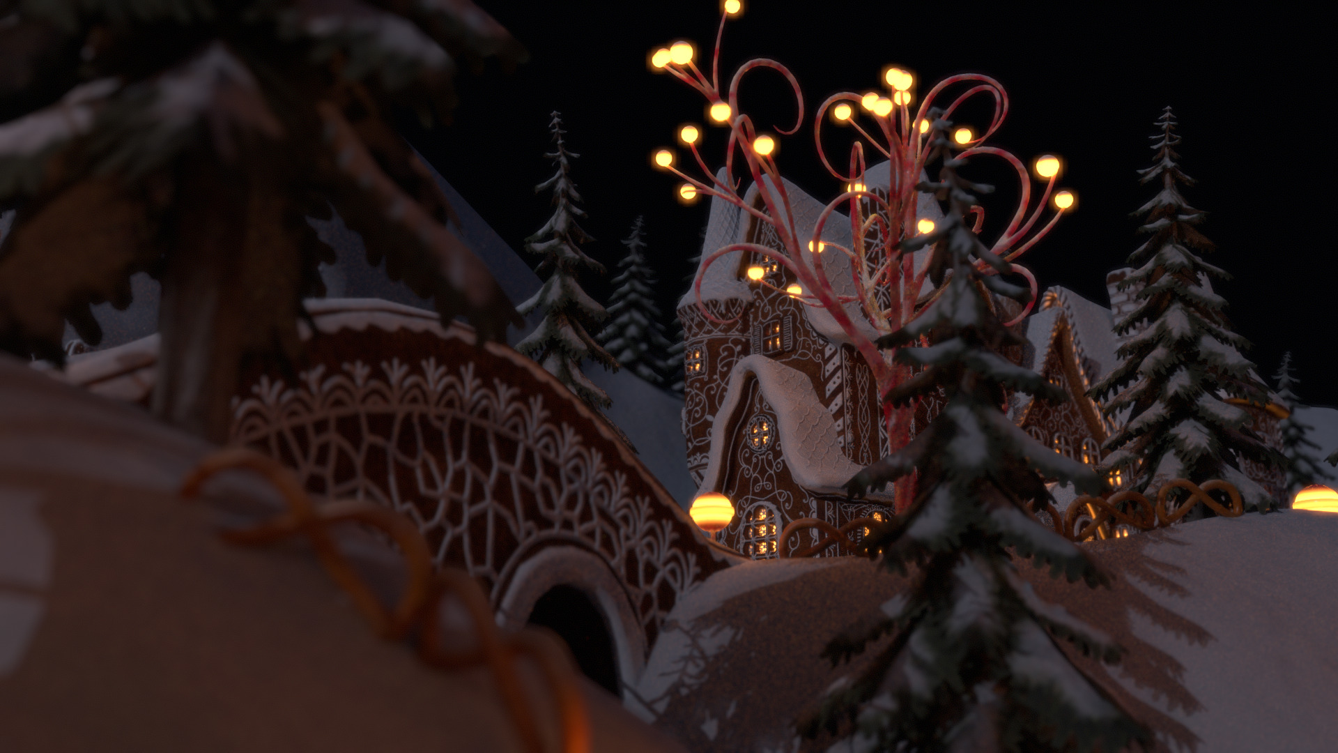 Gingerbread Village Low-poly 3D model_9