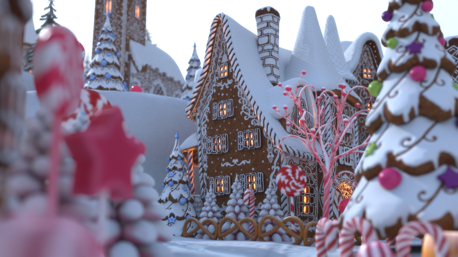 Gingerbread Village Low-poly 3D model_46