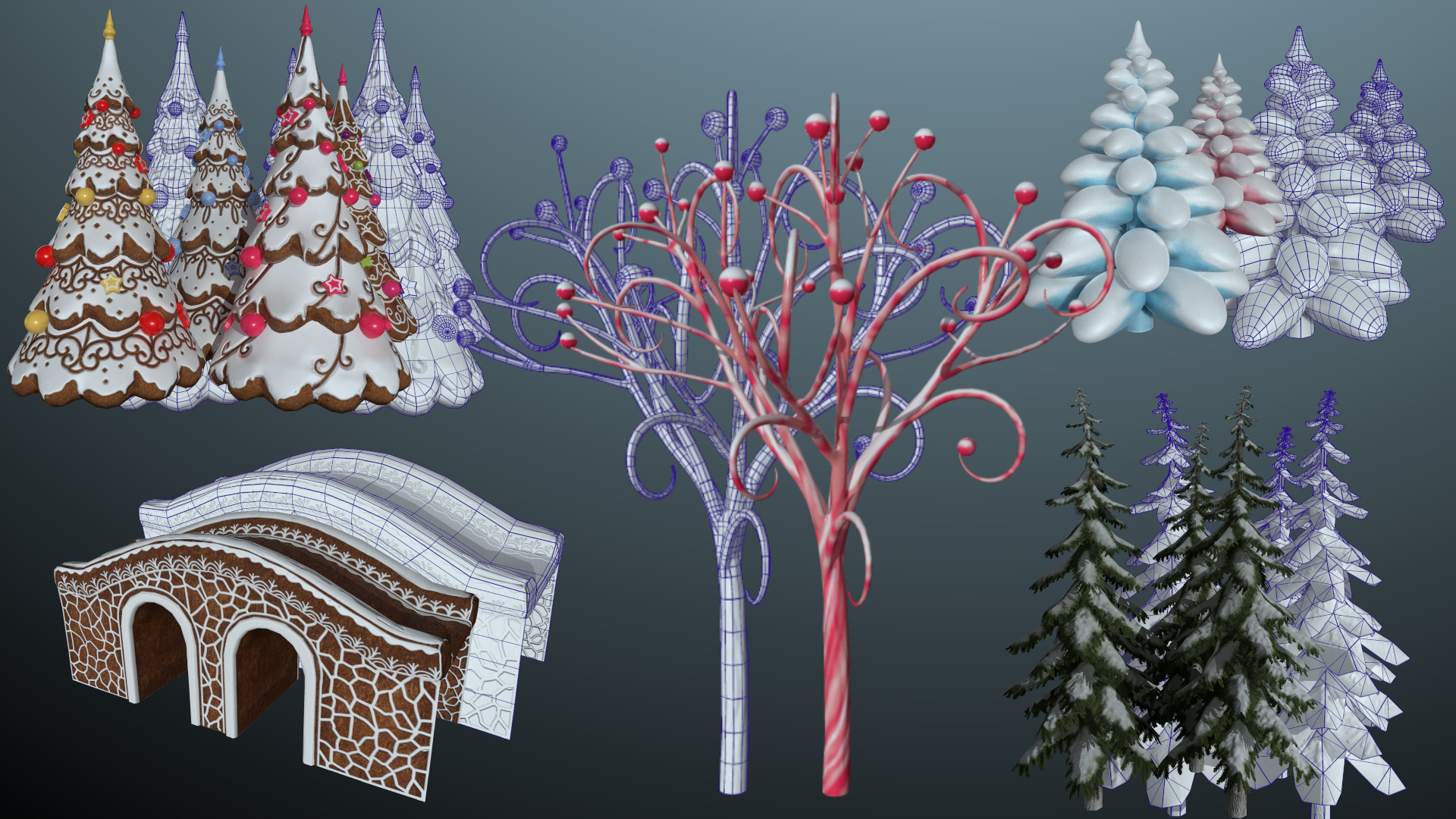 Gingerbread Village Low-poly 3D model_111