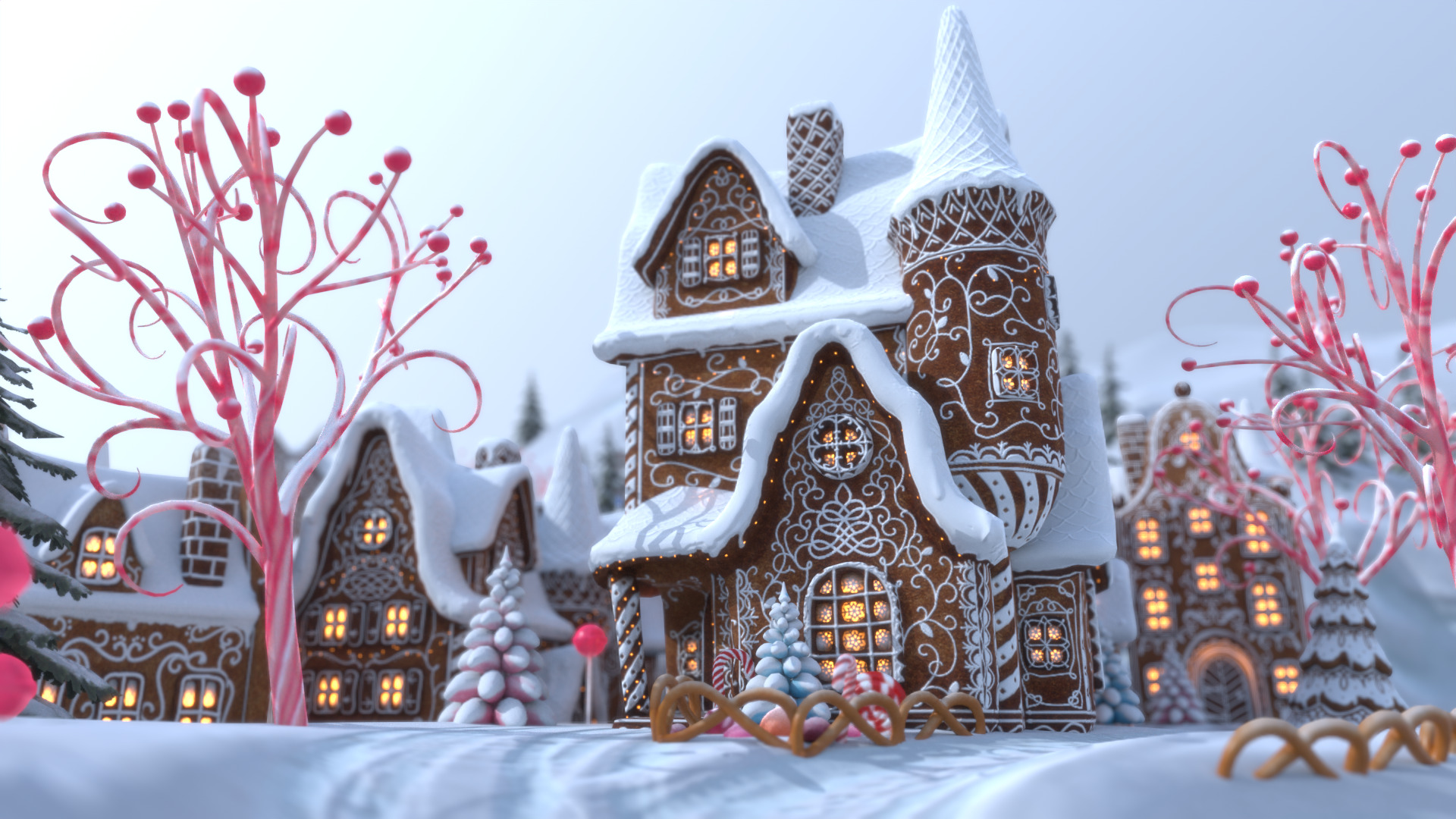 Gingerbread Village Low-poly 3D model_51