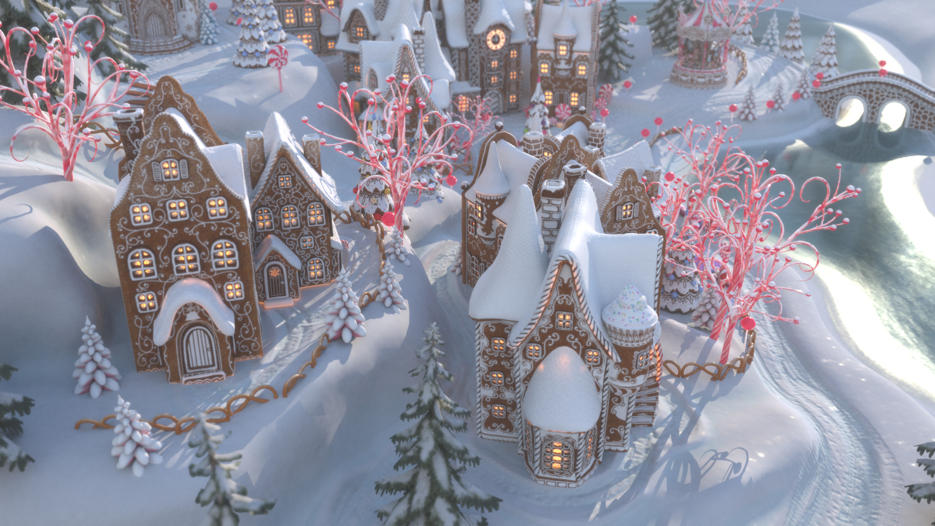 Gingerbread Village Low-poly 3D model_62