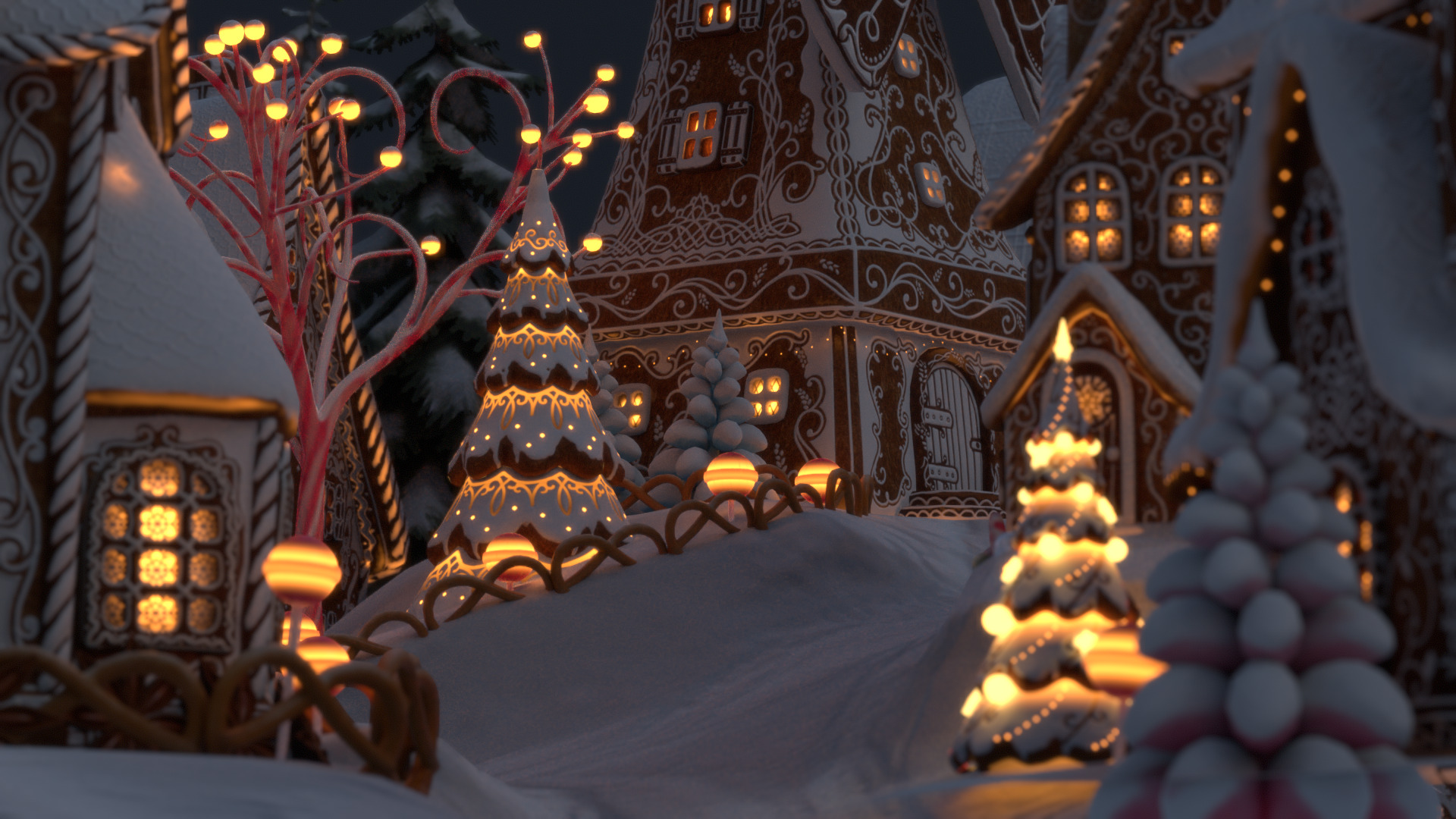 Gingerbread Village Low-poly 3D model_93