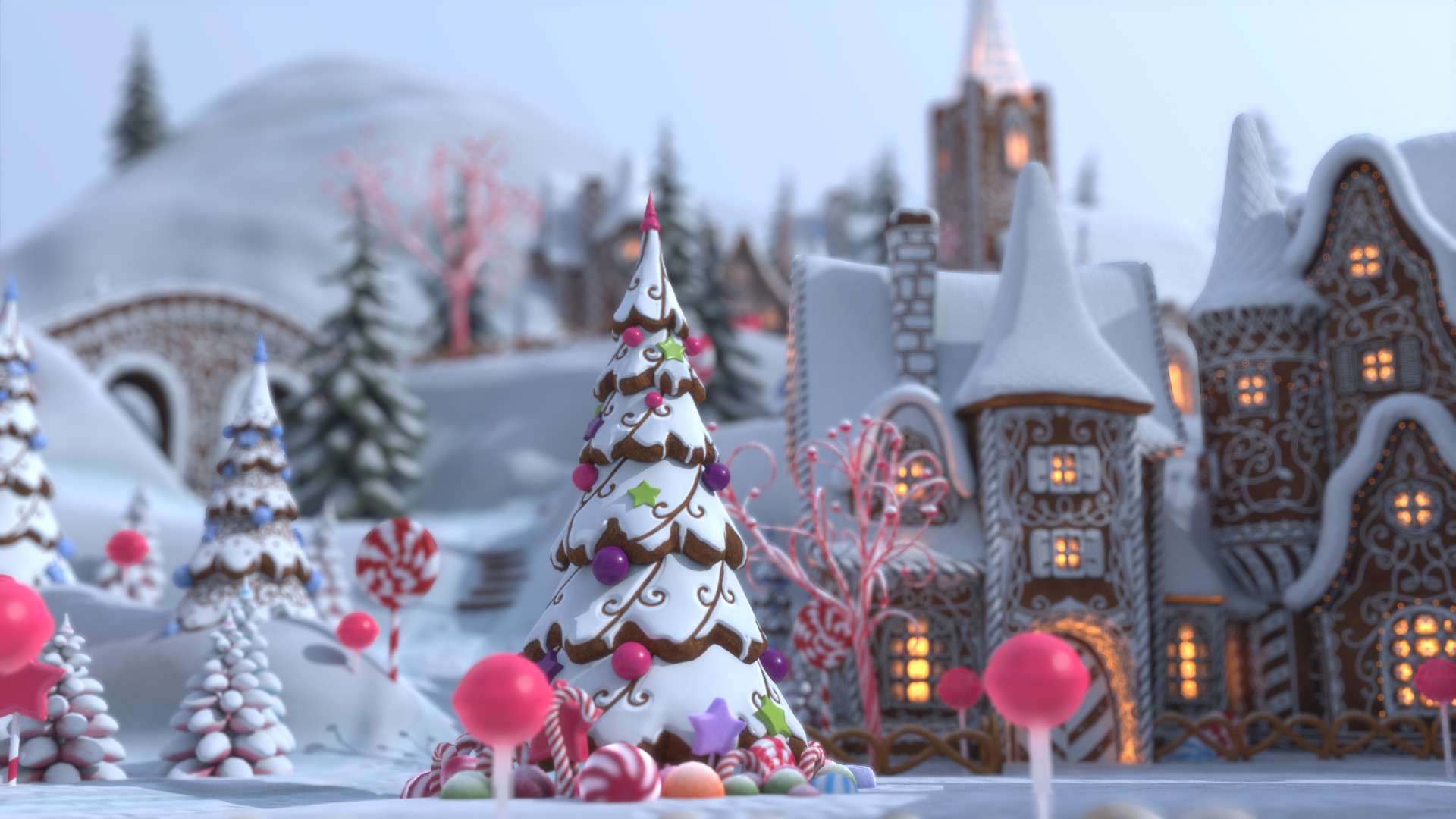 Gingerbread Village Low-poly 3D model_45