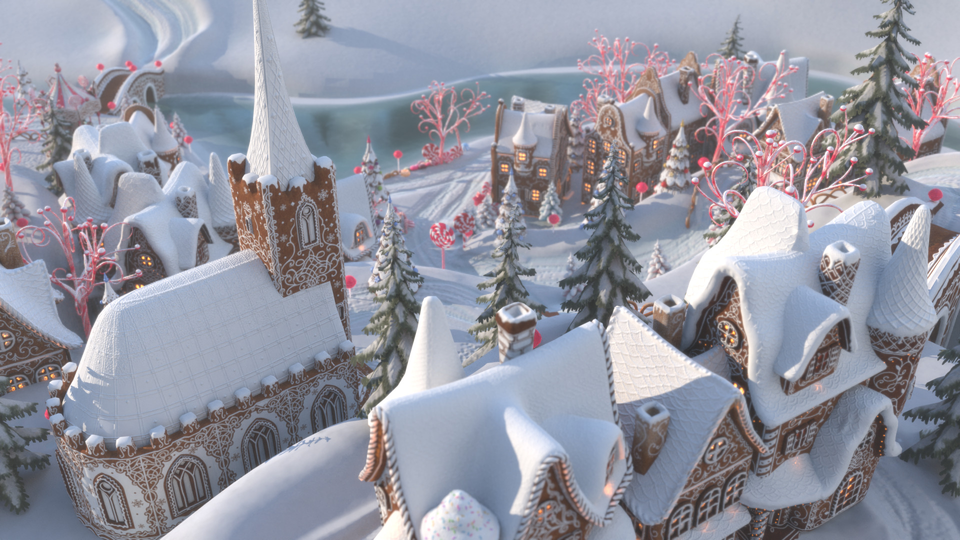 Gingerbread Village Low-poly 3D model_63
