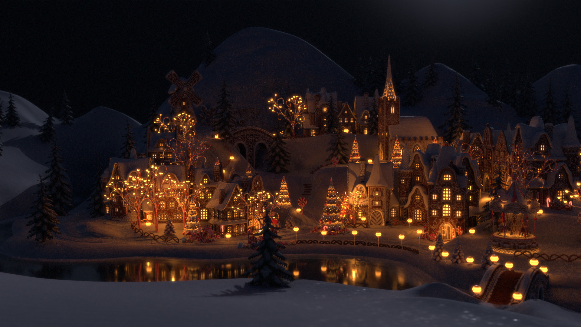 Gingerbread Village Low-poly 3D model_22
