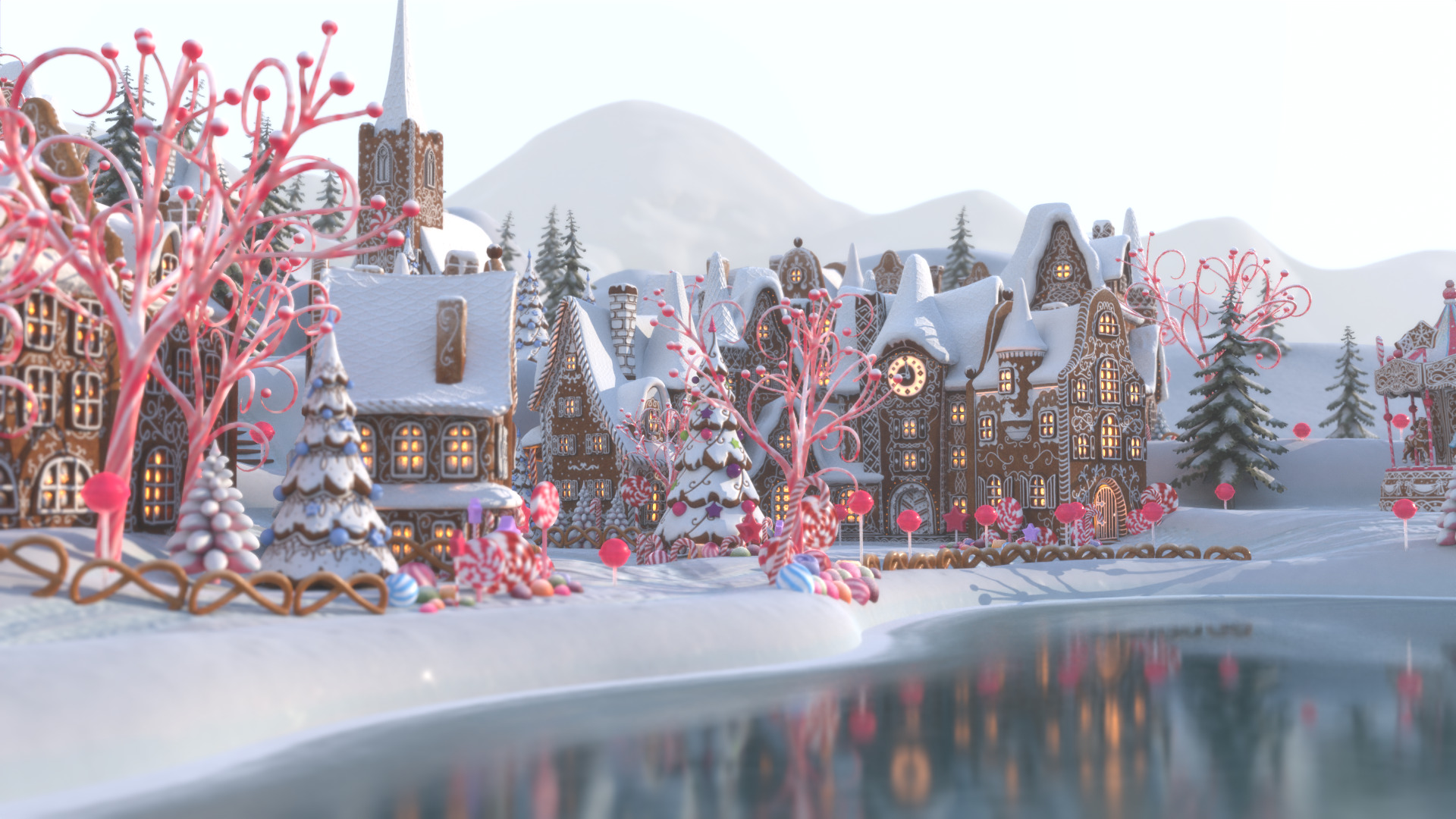 Gingerbread Village Low-poly 3D model_61