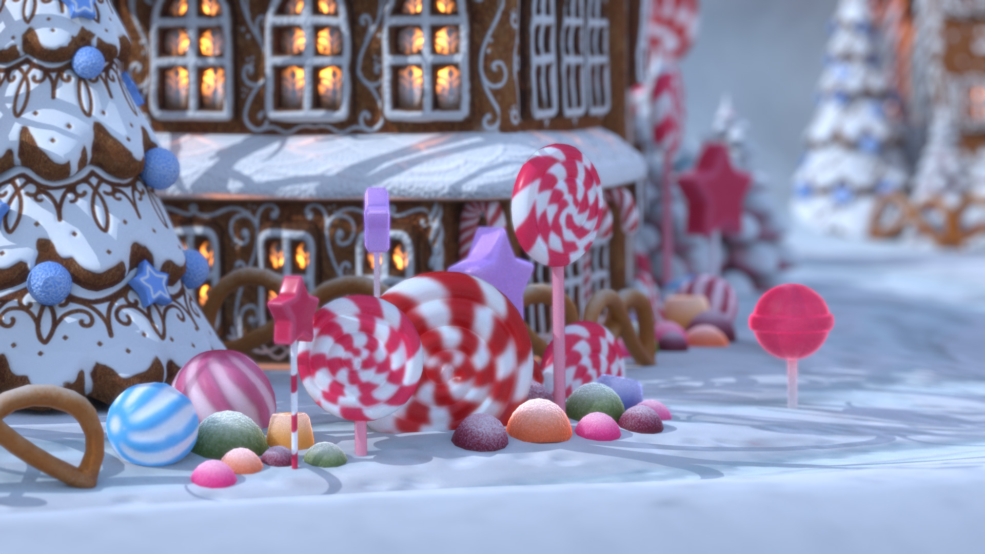 Gingerbread Village Low-poly 3D model_41