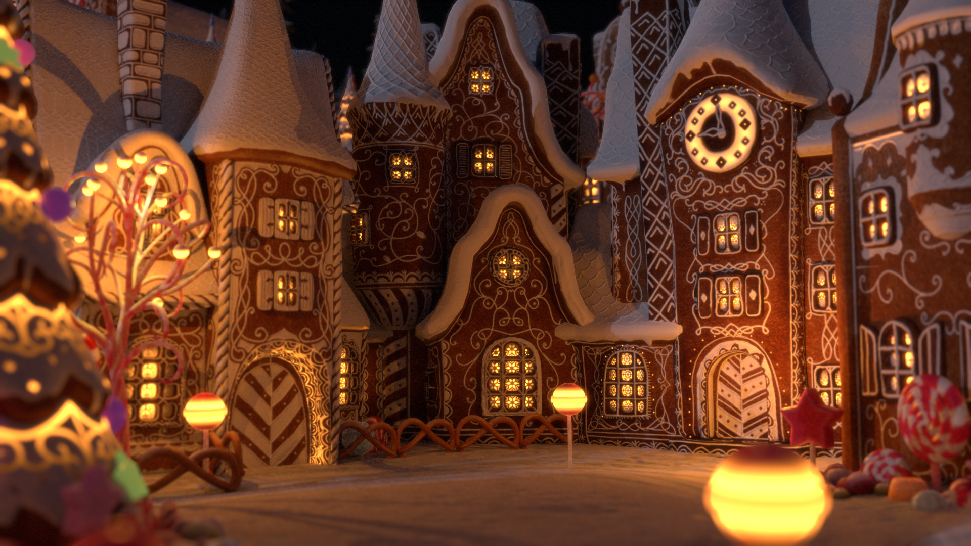 Gingerbread Village Low-poly 3D model_14