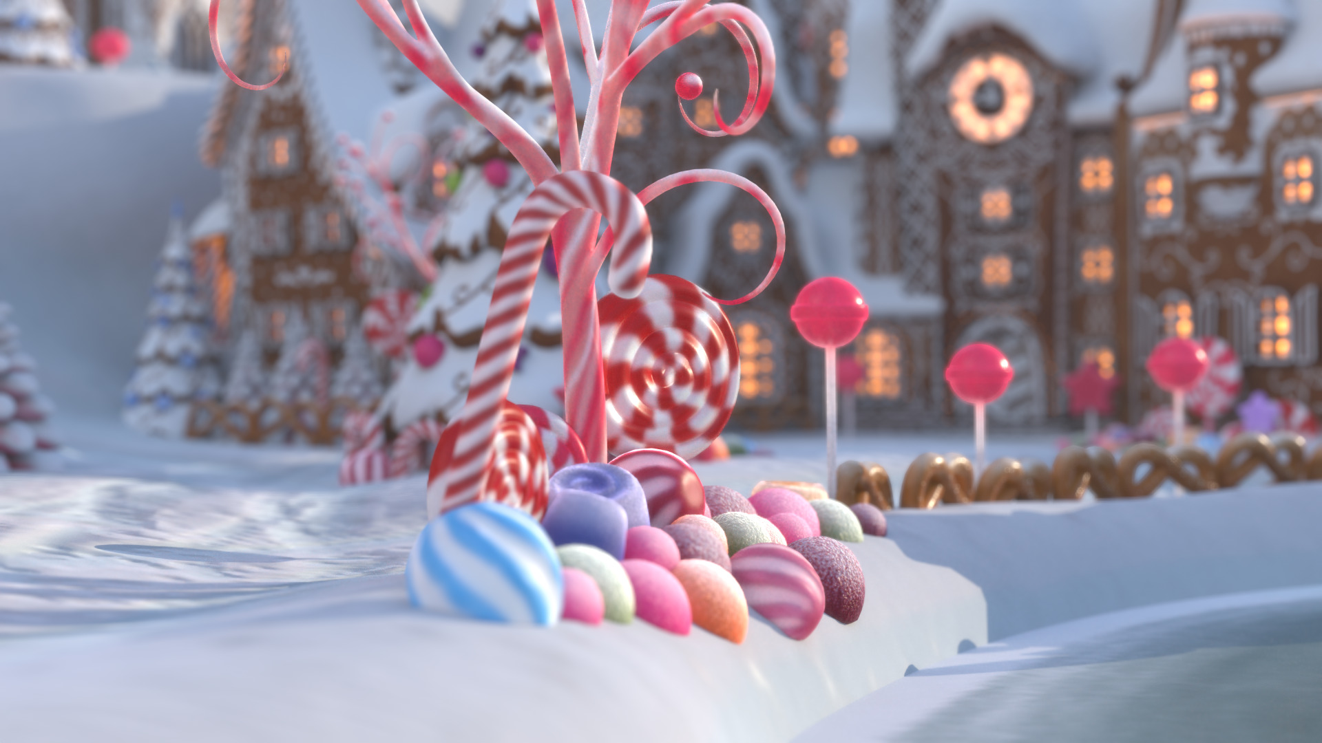 Gingerbread Village Low-poly 3D model_56