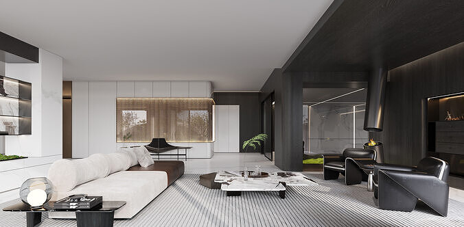 modern living room interior scenes 74 3D model