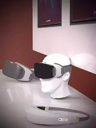 VR Headset Display Stand with Shelves and TVs 3D model VR Headset Display Stand with Shelves and TVs 3D model