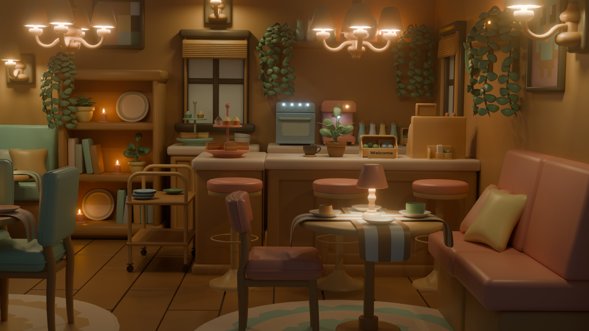 Cozy Cafe 3D Game Asset Pack Low-poly 3D model_5