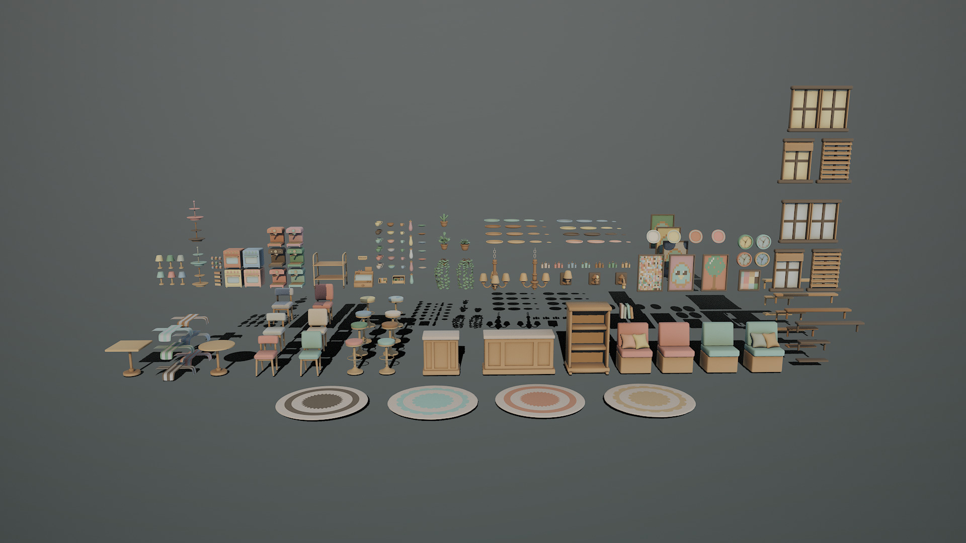 Cozy Cafe 3D Game Asset Pack Low-poly 3D model_3