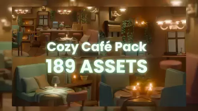 Cozy Cafe 3D Game Asset Pack Low-poly 3D model
