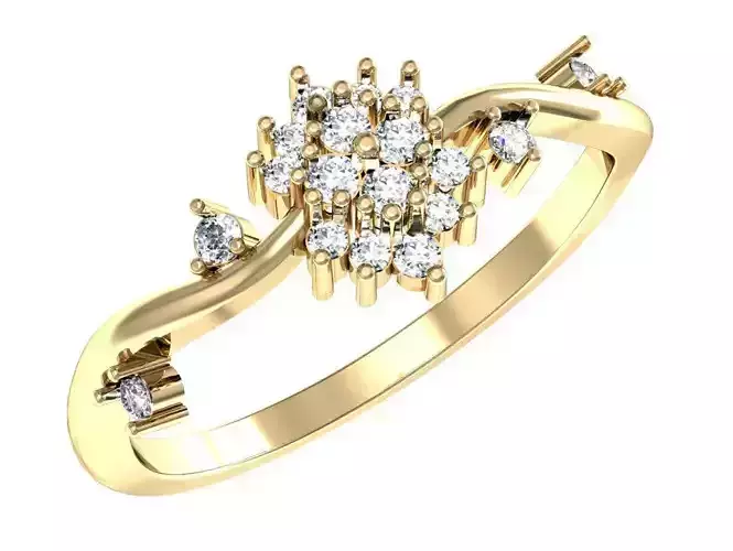 Elegant Floral Diamond Ring in White Gold